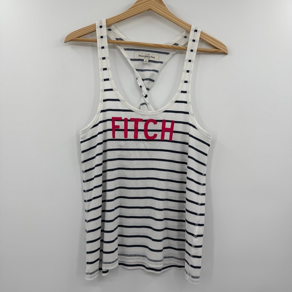 Vintage Abercrombie & Fitch Size M "Fitch" Tank Top Womens Twisted Back Halter T
